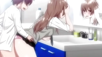 hermano pequeño se folla a su hermana mayor en el baño hentai