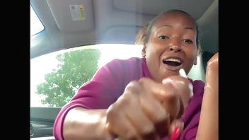 Quick handjob in car