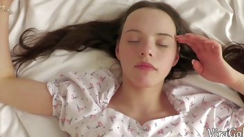 Deprivation Vaginal Virginity of 18yo Beautiful and First Anal with her StepDad VG377