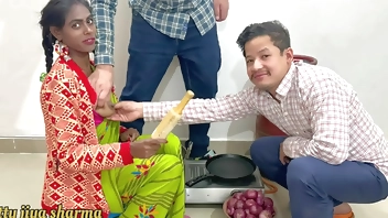 First time sex with bhabhi in kitchen with two dever's threesome sex