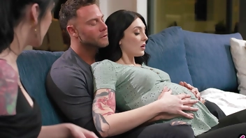 Pregnant couple dealing with unsatisfied cravings inviting a third