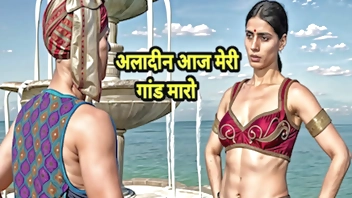 Indian Desi Aladdin finds the Magic lamp and wishes that he can fuck Jasmine Hindi Audio