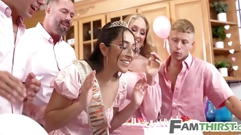 Step Daughter Turns 18yo And Step Family Gifts Gang Bang