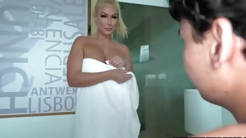 Step aunt caught him spying on her in the shower