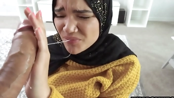 Muslim step sister sucks step brother's cock for money