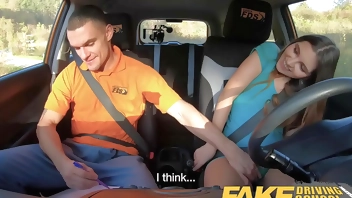 Fake Driving School Cute Miriam More blowjob and pov orgasm with teacher