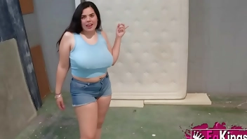 Busty Spanish teen Alma Lopez seduces a worker that came to renovate her room