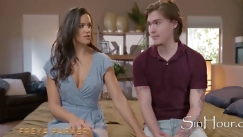 Penny Caught Guiding Step Son Dirty Talk On His First Fuck