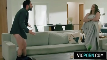 Chubby milf Codi Vore got caught fapping by property manager and gets banged