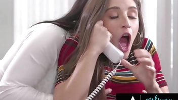 GIRLSWAY - Horny Boss Angela White Teases Employees Abella Danger & Krissy Lynn While On Phone Calls