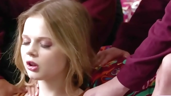 Lesbian couple facesitting and ass licking teen stepdaughter