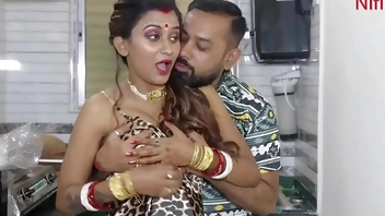 Young Newly Married Indian Wife Romantic Love Making In Kitchen