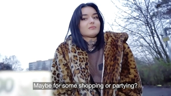 Public Agent French babe Crystal Cherry outdoor blowjob and big dick pov