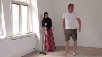 Fuckable cleaning lady rides dick