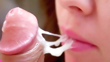 Gentle juicy blowjob oral creampie