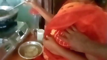 aunty cooking sex and handjob boy cock