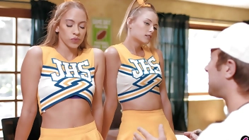 Cheerleaders let coach decide their faith and he fucks them both anal