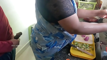 Horny owner jerking dick infront of Bengali maid