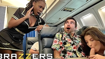 Lucky Gets Fucked With Flight Attendant Hazel Grace In Private When LaSirena69 Comes & Joins For A Hot 3some - BRAZZERS