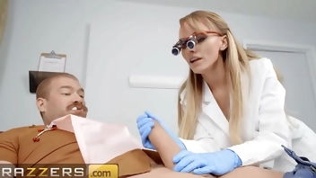 Naughty Dentist Pristine Edge Doesn't Care About Xander's Mouth Hygiene, She Just Wants His Dick - BRAZZERS