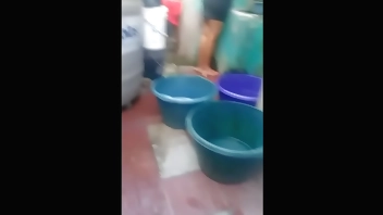 I find my step mother-in-law washing clothes and I can't resist giving her a good fuck