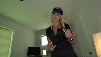 Step mom in cop uniform fucks naughty step son