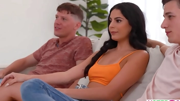 Bored latina teen stepsister Angel Gostosa went for two dicks