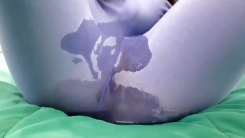 Horny Stepdaughter - I'm wetting my sheets because I'm masturbating until I'm piss and my stepdad caught me, so I'm going to have to explain to him what I'm doing to get the sheets wet