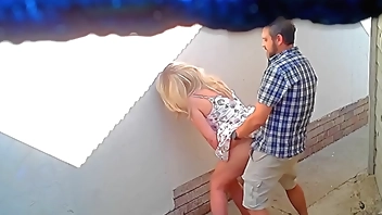 Daring couple caught fucking in public on cctv camera