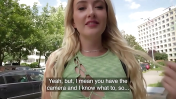 Public Agent Hot young blonde wants strangers big cock for content creation