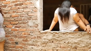 Perverted stepfather fucks his stepdaughter's ass while his wife does the laundry