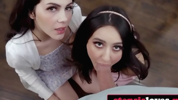 Extremely Hot Stepsisters Double-Team Their Idiot Stepbro