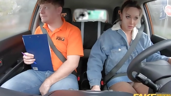 Fake Driving School Big tits Ukrainian blonde worst driver ever but this cheating wife is great fuck