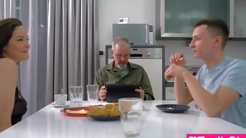 Euro MILF stepmom Dolly Diore seduced stepson with her husband right there