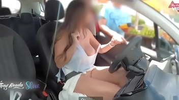 Thay Ksada Hotwife and very naughty wife showing off to the seller on the street and letting him play - with english subtitles