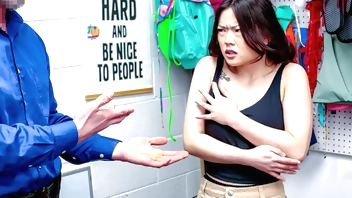 Asia thief Lulu Chu is so fucking hot while fucking by officer. Officer now has grounds to perform a strip search Lulu is down to her ripped stockings when officer Mike suggests that she could suck his dick in exchange