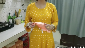 hot Indian stepmom got caught with condom before hard fuck in closeup in Hindi audio. HD sex video