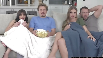 Scary Movie Night with Aria Valencia and Kenzie Love turns into Steamy Sex Session  - S44:E11