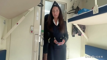Seduced the conductor on the train and fucked while she had a break