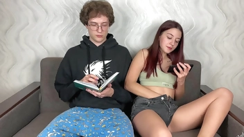 Step Sister Watching Porn And Jerking Next To Step Bro! He Bring Her To Orgasm With Skillful Fingers