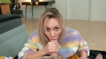 FAKEhub - hot dancer with fit body and braces seduces housemate and makes some naughty videos before playing with his huge cock