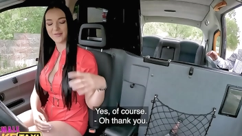 Female Fake Taxi She catches a guy masturbating on the backseat of her taxi