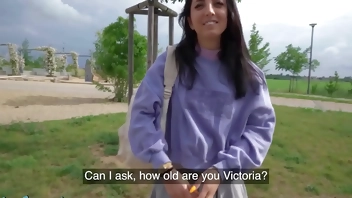 Public Agent - slim natural Italian college student uses her nice tits and small ass for quick cash