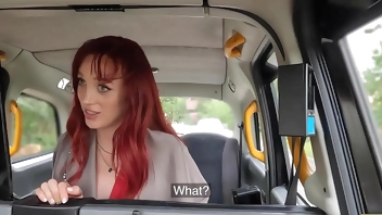 Fake Taxi - slim French redhead in a hurry can barely fit a huge Italian cock inside her tight pussy
