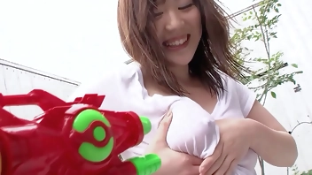 Japanese Big Tits Step-Sister tricked to Defloration Creampie Fuck with wet Shirt