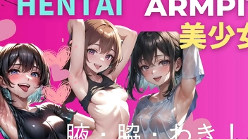 Beautiful young women staring at you while showing off their sexy armpits (hentai) (ai generated)