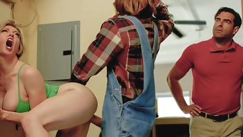 Hot Busty MILF Fucks the Cable Guy Sneakly