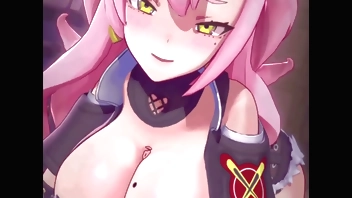 Nicole rubs cock with her big boobs