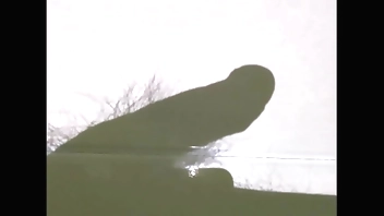 早晨勃起后在影子下自慰射精