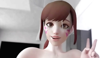 Mercy deepthroated after D.va